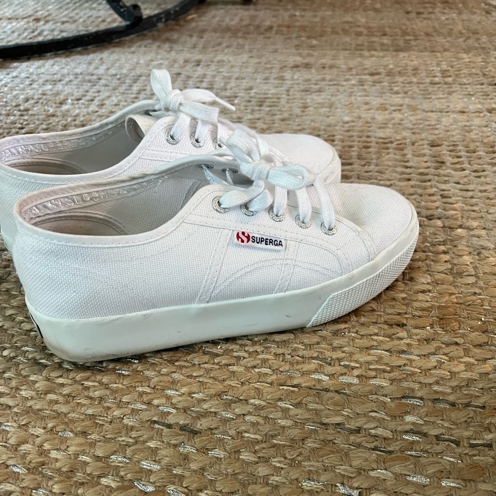 Superga white platform sneakers